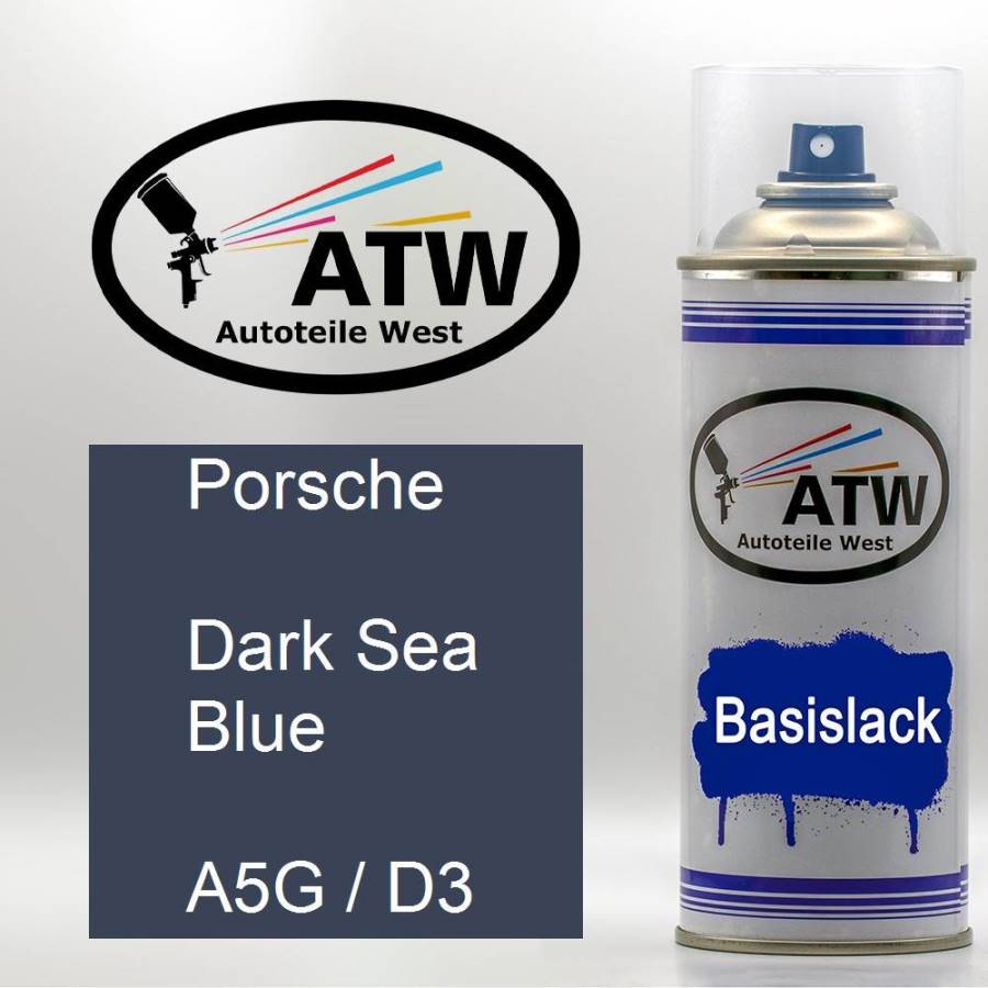 Porsche, Dark Sea Blue, A5G / D3: 400ml Sprühdose, von ATW Autoteile West.